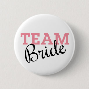 Team Bride Pink Script Pinback Button