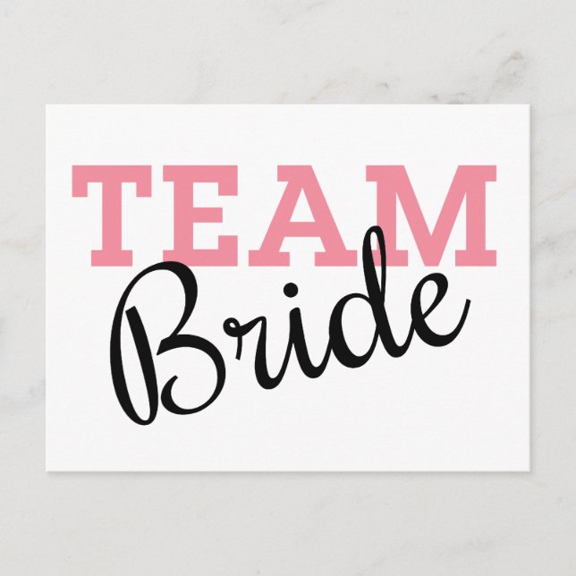 Team Bride Pink Script Postcard (Front)