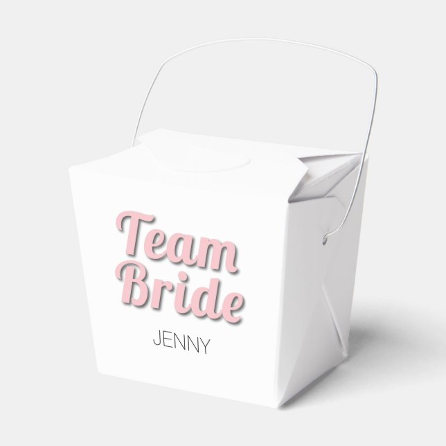 Team Bride Pink Shadow Favor Boxes (Front Side)