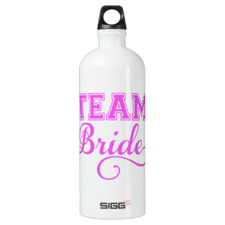 Team Bride, pink word art text design for t-shirt Aluminum Water Bottle