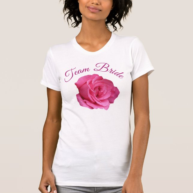 Team Bride pretty pink rose floral hen party  T-Shirt (Front)