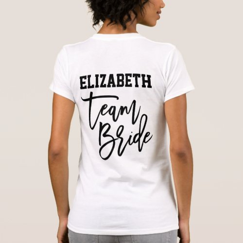 Team Bride Quote Black Simple Bridesmaid Monogram T_Shirt
