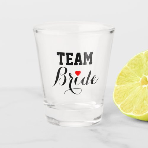 Team Bride Red Heart Bachelorette Party Shot Glass