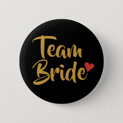 Team Bride Red Heart Button