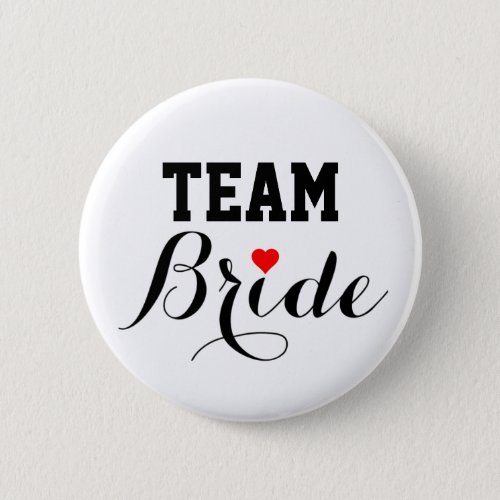Team Bride Red Heart Button