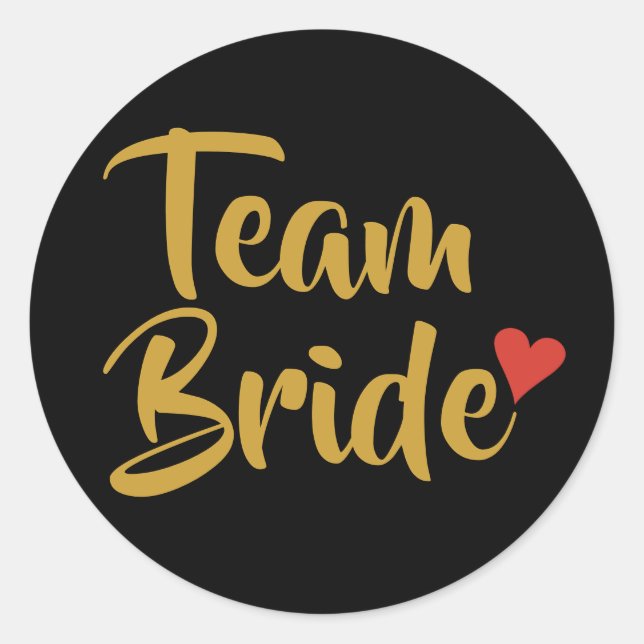 Team Bride Red Heart Classic Round Sticker (Front)