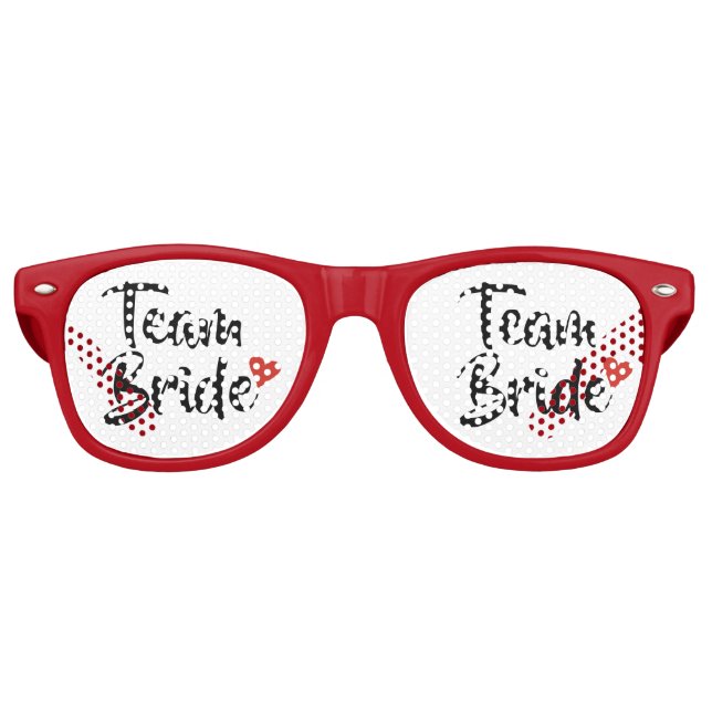 Team Bride Red Heart Retro Sunglasses (Front)