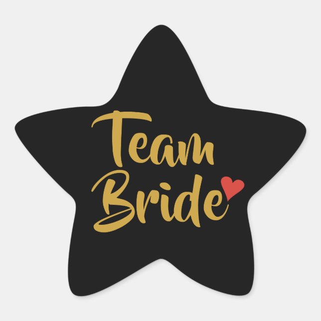 Team Bride Red Heart Star Sticker (Front)