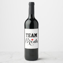 Team Bride Red Heart Wine and Champagne Labels