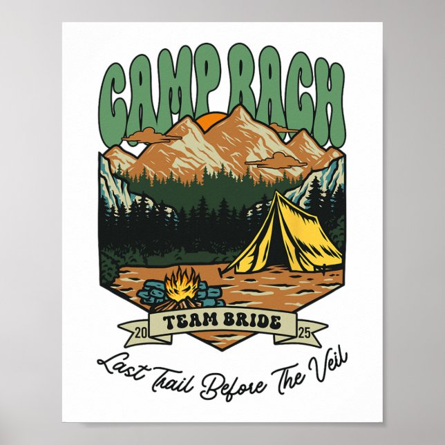 Team Bride Retro Camp Bach Camping Bachelorette Es Poster (Front)