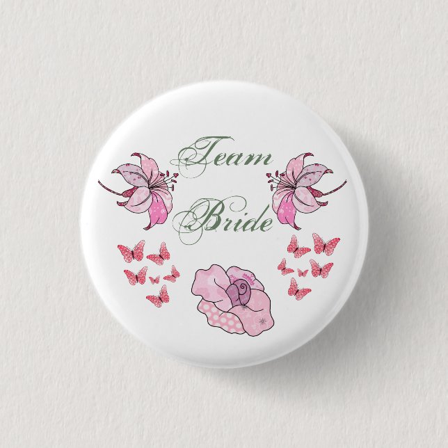 Team Bride, rosa Button (Front)