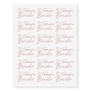 Team Bride - Rose Gold faux foil temporary tattoo