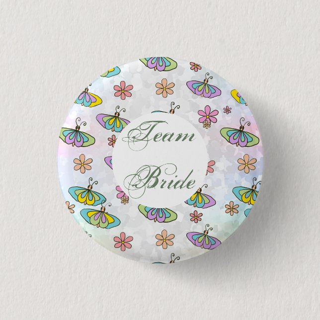 Team Bride, schmetterlinge Button (Front)