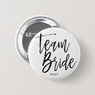 Team Bride   Script Black Button