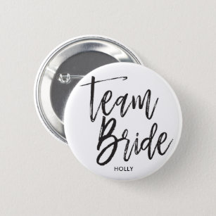 Team Bride   Script Black Button