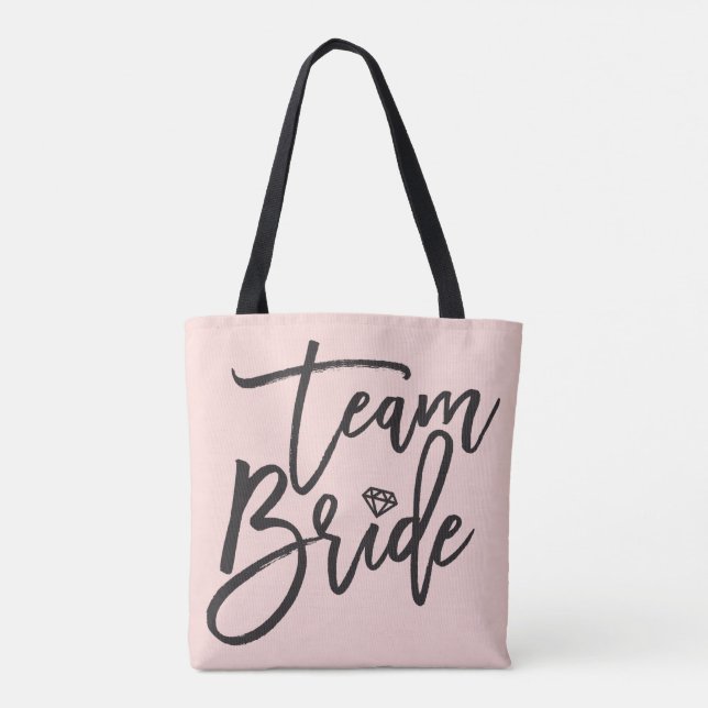 Team Bride Script Diamond Bridal Party Tote Bag (Back)