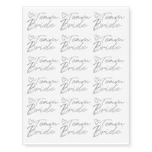 Team Bride - Silver faux foil temporary tattoo
