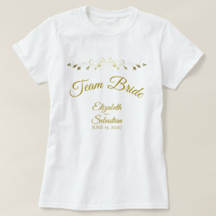 Team Bride Simple Elegant Gold Flourish Wedding T-Shirt