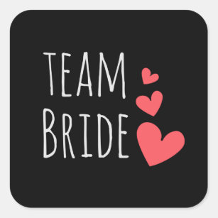 Team Bride Pink Hearts Sticker