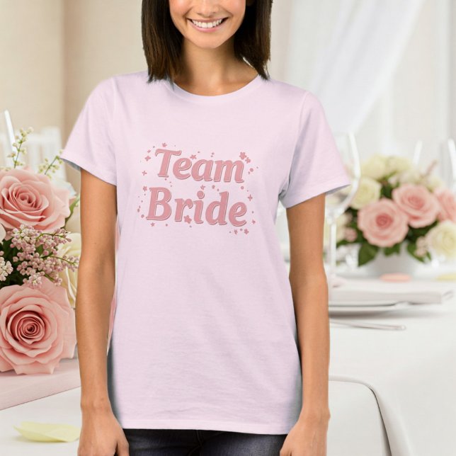 Team Bride T-Shirt for Bridesmaids - Pink design (Creator Uploaded)