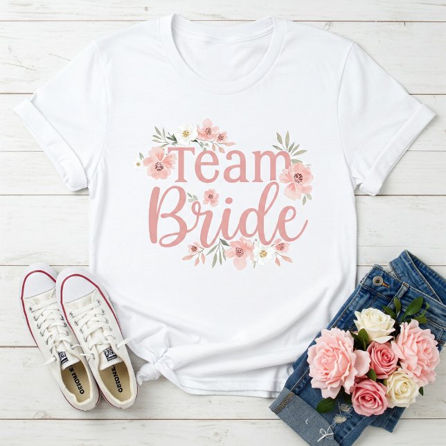 Team Bride T-Shirt for Bridesmaids with Pink (Creator Uploaded)