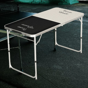 Team Bride / Team Groom Black and White Pong Table