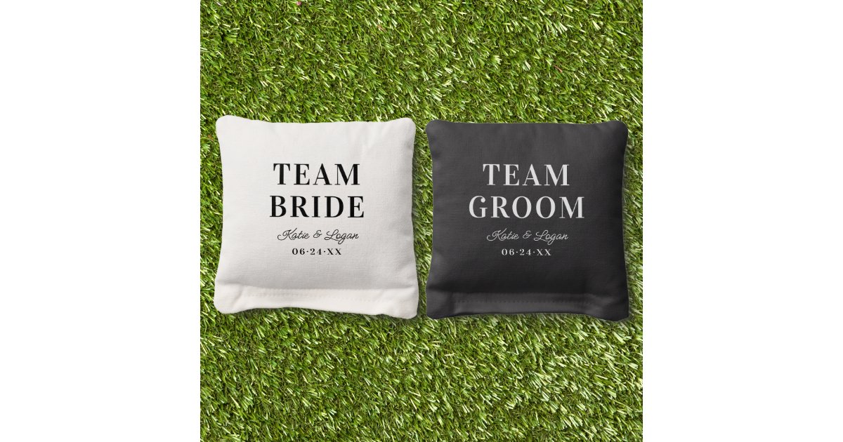 His and Her Photos Art Deco Frame and Team Name Cornhole Bags, Zazzle in  2023