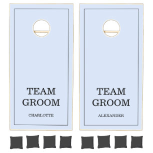 Team Bride Team Groom Blue Wedding Cornhole Set