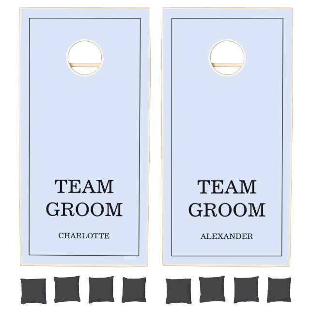 Team Bride Team Groom Blue Wedding Cornhole Set (Set)
