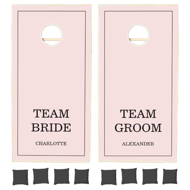 Team Bride Team Groom Pink Wedding Cornhole Set (Set)