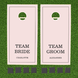 Team Bride Team Groom Pink Wedding Cornhole Set