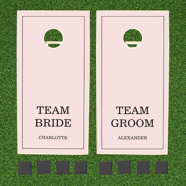 Team Bride Team Groom Pink Wedding Cornhole Set (Creator Uploaded)