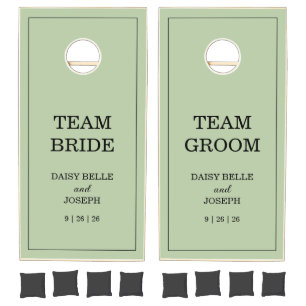 Team Bride Team Groom Sage Green Wedding  Cornhole Set