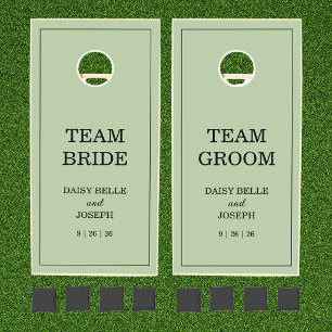 Team Bride Team Groom Sage Green Wedding  Cornhole Set