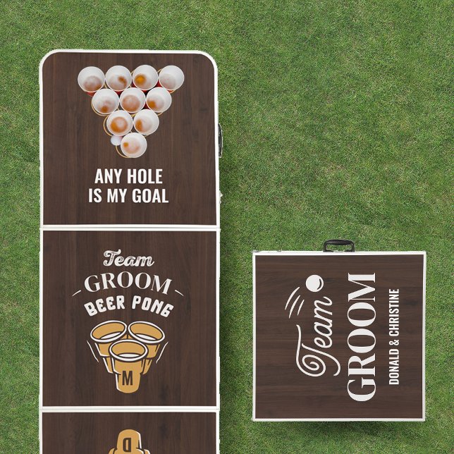 Team Bride & Team Groom Wedding Fun & Durable Beer Beer Pong Table (Creator Uploaded)