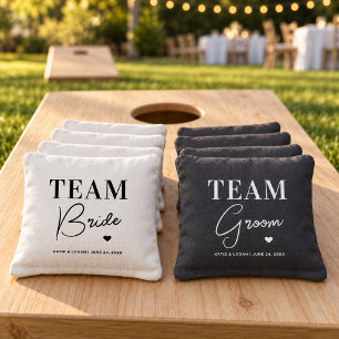 Team Bride Team Groom Wedding Heart Cornhole Bags