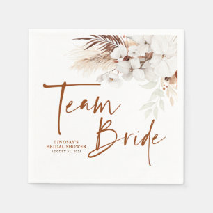 Team Bride Terracotta Floral Boho Bridal Shower Napkins