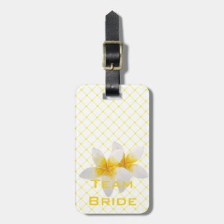 Team Bride | Tropical Flower & Yellow Trellis Luggage Tag