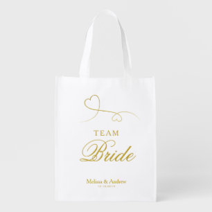 Team Bride   Two Gold Hearts Wedding / Bridesmaids Grocery Bag