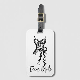 Team Bride Vintage Lace Corset Sketch Luggage Tag