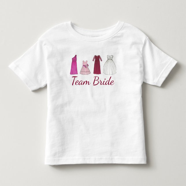 TEAM BRIDE Wedding Bridal Party Flower Girl Pink Toddler T-shirt (Front)