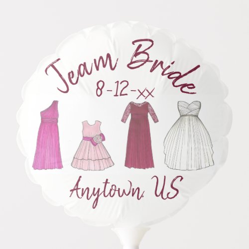 Team Bride Wedding Bridal Party Shower Gowns Balloon