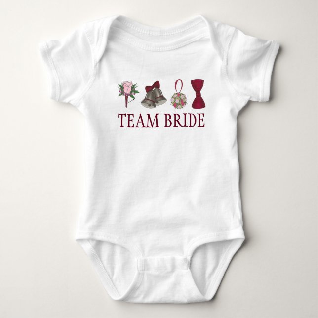 TEAM BRIDE Wedding Bridal Rose Party Flower Girl Baby Bodysuit (Front)