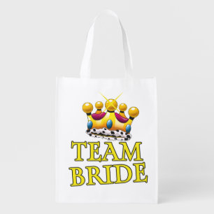 Team Bride wedding crown Grocery Bag