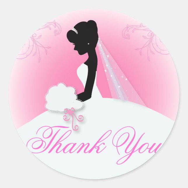 Team bride Wedding gown Bride bridal silhouette Classic Round Sticker (Front)