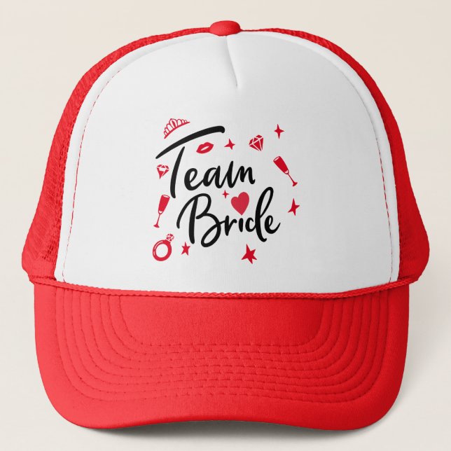 Team Bride Wedding Personalized , bridesmaid Trucker Hat (Front)