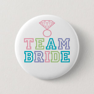 Team Bride with Diamond Ring Pinback Button