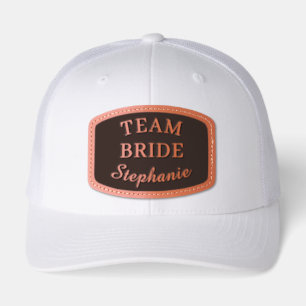 Team Bride with Personalized Name Leather Patch Hat