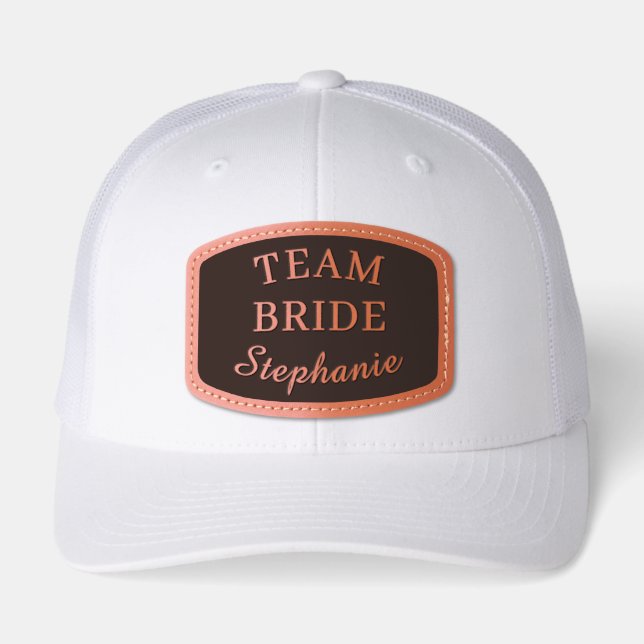 Team Bride with Personalized Name Leather Patch Hat (Front)