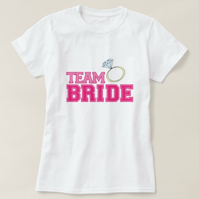 Team Bride with Ring Ladies T-Shirt (Design Front)
